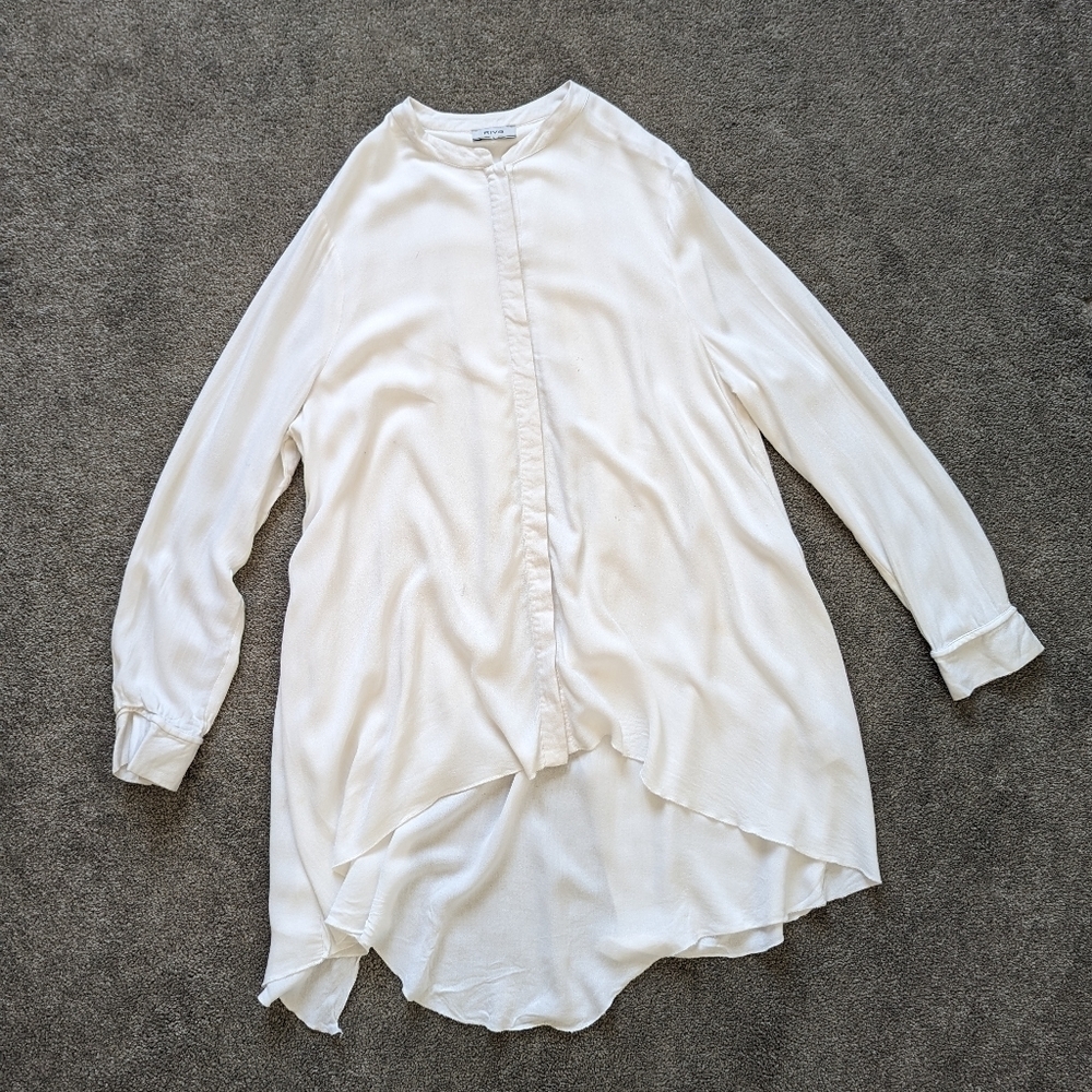 Riva off-white tunic blouse women's Large